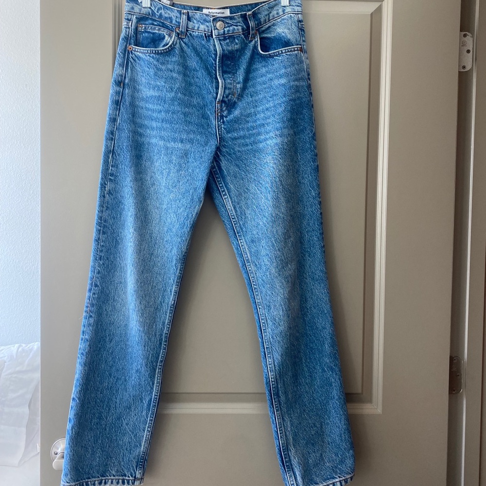 reformation cynthia high rise jean size 28